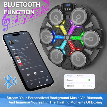 Music Boxing Machine Sport Toys for Kids and Adults,Wall Mounted Bluetooth Smart Punching Target,Training Pad Toy with Boxing Glove,Ideas Toys for Boys Girls Kids 3 4 5 6 7 8 9 10 11 12+ Years Old - color: Black M