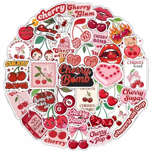100Pcs Cherry Stickers Waterproof Small for Phone - Cute Fruit Stickers, Red Aesthetic Decals - Cherry Gifts & Party Supplies - Gift for Women & Men - color: Cherry Stickers