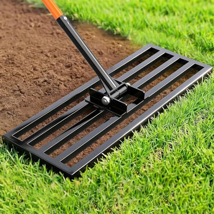 COZEER 30" x 10" Lawn Leveling Rake, Heavy Duty Stainless Steel Leveler Tool with 78" Adjustable Handle, Garden Yard Lawn Care for Garden, Golf Course, Farm and Pasture