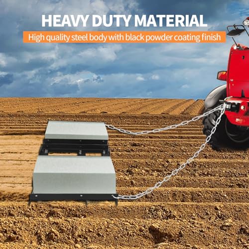 6FT Drag Harrow Driveway Grader Heavy Duty Power Lawn Rake with 4FT Chain Tow Behind for ATV, UTV, Tractor, Mower, Land Leveler for Gravel, Sand, Soil, Hay - size: 6FT