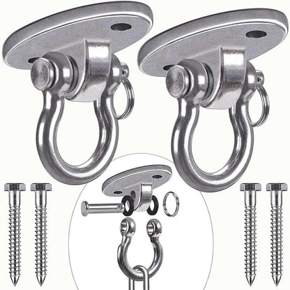 2Pack Heavy Duty Swing Hanger 180° Ceiling Swing Mount 2000 LBS Capacity | Silver Heavy Bag Hanger Hanging Chair Mount Swing Hook Swing Hardware for Hammock Chairs, Porch Swings, Gymnast Ring - color: Silver Swing Hanger (2pack)