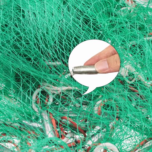 Saltwater Fishing Cast Net Eco-Friendly Rubber Sinker 1/2 Inches Mesh for Bait Shrimp Trap Fish Size 4FT/5FT/6FT/7FT/8FT/9FT/10FT/11FT/12FT Radius - color: green, size: 12ft