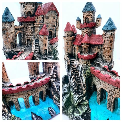 M2cbridge Antique Roman Column Ruins European Castle Aquarium Decorations Fish Tank Hideout Rocks (Large Castle) - color: Large Castle