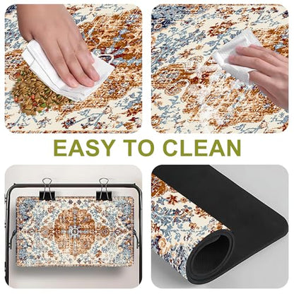 Cat Food Mat Pet Feeding Mats Dog Bowls Mat Cat Water Mat 12x20 Inch Boho3 - color: Bohemia Style 03