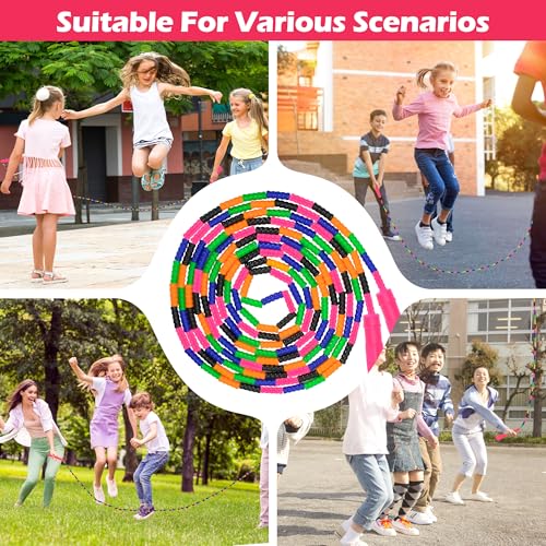 Coolrunner 16 FT Long Jump Rope(4 PACK), Double Dutch Jump Ropes Soft Beaded Skipping for Kids Adults Plastic Segmented Long Enough for 4-5 Jumpers - color: pink