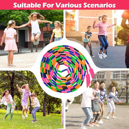 Coolrunner 16 FT Long Jump Rope(4 PACK), Double Dutch Jump Ropes Soft Beaded Skipping for Kids Adults Plastic Segmented Long Enough for 4-5 Jumpers - color: pink