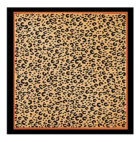 FONYVE Silk Feeling Scarf Medium Square Satin Head Scarf for Women 27.5 × 27.5 inches - color: 02 Leopard Black Brown