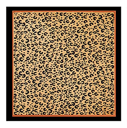 FONYVE Silk Feeling Scarf Medium Square Satin Head Scarf for Women 27.5 × 27.5 inches - color: 02 Leopard Black Brown