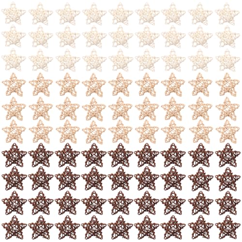 90 PCS 2 inch Star Shaped Star Grapevine Wreath, 3 Colors - size: 90 Pcs 2 inch