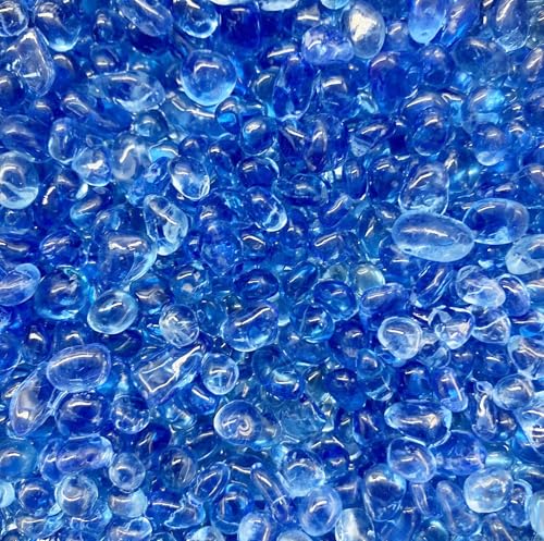 OEEKOI Sea Glass Stones, 1LB Clear Glass Pebbles Marble Aquarium Fish Tank Rocks Gravel for Turtle Tank, Vase Fillers, DIY Crafts, and Home Decor-Colorful - color: Light Blue