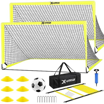 X-UMEUS Agility Ladder Speed Training Equipment Set, Kids Soccer Goals for Backyard Set of 2, 6x4 ft, Soccer Goal Training Equipment for Kids Youth