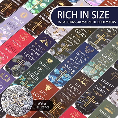 Zonon 48 Pcs Bible Verse Magnetic Christian Bookmarks Clips Fresh Style - style: Fresh Style