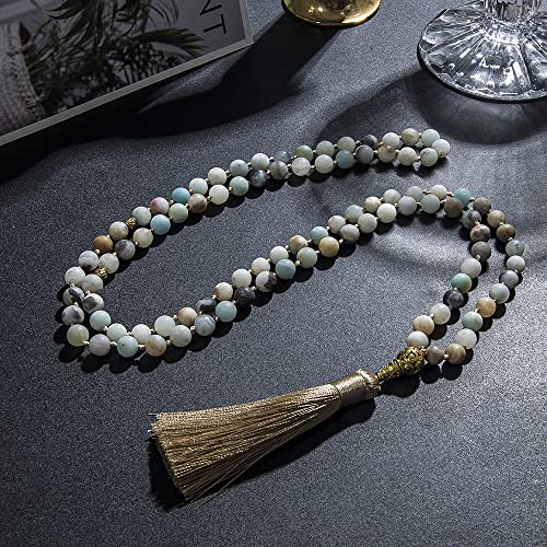 Tasbih Prayer Beads Allah & Muhammad Islamic Prayer Rosary Muslim Islam Misbaha Tasbeeh Sibha 99 Prayer Beads Necklace 33 Prayer Beads Bracelet - color: 8mm Mattle Amazonite 99 Beads