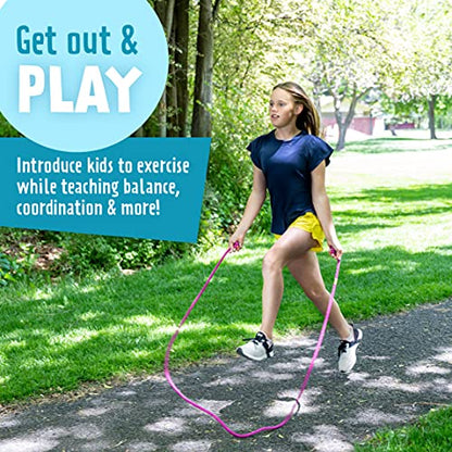 Just Jump It 8' Foot Single Jump Rope for Kids Women and Men - Active Outdoor Youth Fitness Excersing Equipment - Braided Nylon Gym Accessories - color: Blue