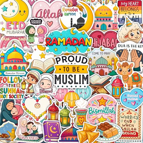 100Pcs Islamic Stickers for Water Bottle, Laptop, Muslim Stickers, Islam Decals - Islamic Party Supplies & Gifts - Gift for Women & Men - color: Islamic Stickers