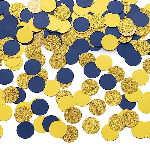 Gold Blue and Yellow Confetti Table Decoration for Graduation Birthday Eid Ramadan Festival Theme Party,1.2 inch in Diameter,200 Counts - color: Gold,royal Blue,yellow