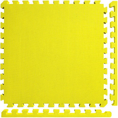 Meister X-Thick 1.5" Interlocking EVA Foam Mats - YL - 36 Tiles (144 Sqft) | Extra-thick 2X cushioning w/ anti-slip grip. 2' x 2' puzzle mats for wrestling, MMA, gymnastics, home gyms and play areas - color: Yellow, size: 36 Tiles (144 Sqft)