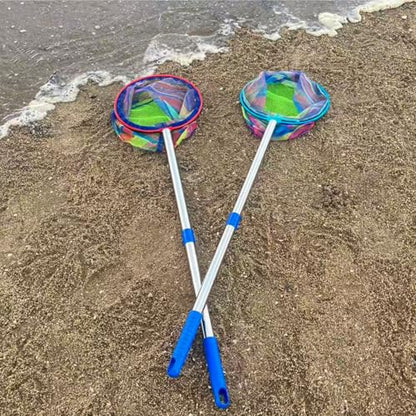 Fishing Net 2 Pack Retractable Lightweight Landing Net with Aluminum Rod Handle Fishing Nets for Youth Catch and Release Butterfly Nets - style: Blue+blue