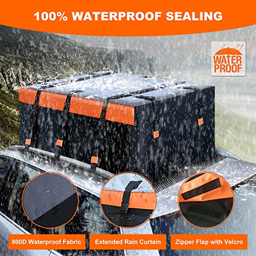 MeeFar Rooftop Cargo Carrier Car Roof Bag 21 Cubic Feet 100% Waterproof Car Top Carrier, Fits All Vehicle with/Without Rack,Include Anti-Slip Mat,10 Reinforced Straps,6 Door Hooks,Luggage Lock - size: 21 Cubic Feet