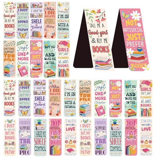 30PCS Magnetic Bookmarks Set, 15 Unique Designs Cute Reading Accessories Funny Inspirational Page Markers Bulk Book Marks for Book Lovers Women Students Teachers Journal Planner Gifts - style: Funny Girl