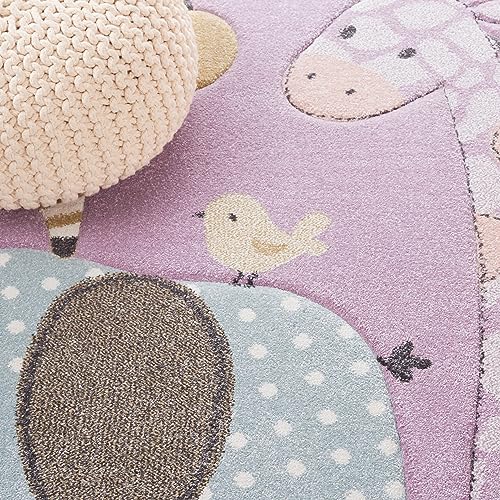 SAFAVIEH Carousel Kids 100 Collection Area Rug - 3'3" x 5'3", Purple, Transitional Design, Stain Resistant, Ideal for High Traffic Areas in Living Room, Bedroom & Dining Room (CRK120V-3) - color: Purple, size: 3'3" x 5'3" (Rectangular)