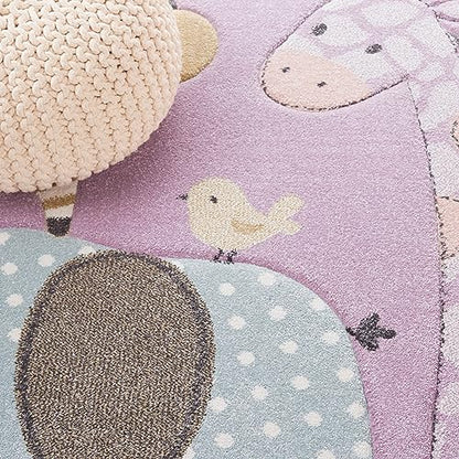 SAFAVIEH Carousel Kids 100 Collection Area Rug - 3'3" x 5'3", Purple, Transitional Design, Stain Resistant, Ideal for High Traffic Areas in Living Room, Bedroom & Dining Room (CRK120V-3) - color: Purple, size: 3'3" x 5'3" (Rectangular)