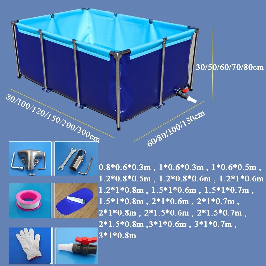 Durable Foldable Canvas Fish Tank Pool, Outdoor Temporary Pond for Koi & Turtles, 2x1x0.8m Portable Aquarium for Aquaculture and Gardening Use - size: 2*1*0.8m