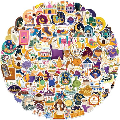 Xzentira 150PCS Ramadan Eid Stickers Islamic Mubarak Vinyl Crafts Decals for Ramadan Decorations Eid Gifts Adult Gift Packaging Laptop Bottle Scrapbook - style: Ramadan
