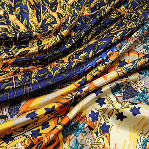RIIQIICHY Head Scarf for Women Like Silk Satin Scarf for Hair Wrapping at Night Bandana Square Scarf for Sleeping 35 Inch - color: Black/Yellow/White