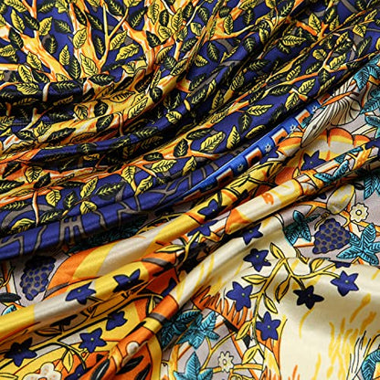 RIIQIICHY Head Scarf for Women Like Silk Satin Scarf for Hair Wrapping at Night Bandana Square Scarf for Sleeping 35 Inch - color: Black/Yellow/White