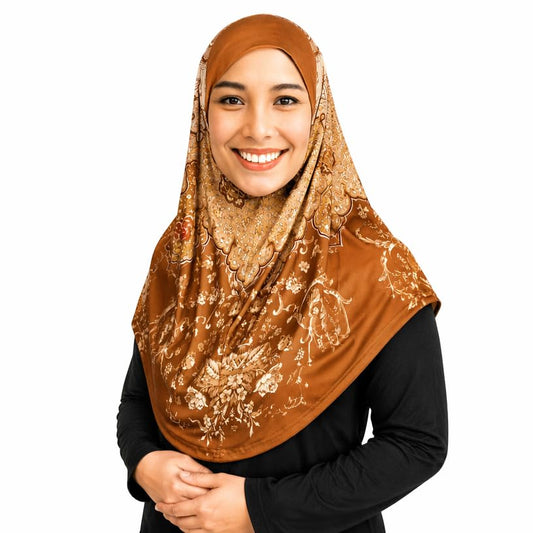 Instant Hijab for Women, Printed Jersey Slip-On Ready to Wear Hijab Scarf - color: Mg-j-706