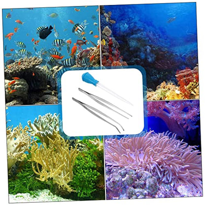 BESPORTBLE 3pcs Aquarium Cleaning Tools Stainless Steel Tweezers Pipette Dropper for Fish Tank Maintenance for Plant Care Waste Removal Lightweight Durable Design