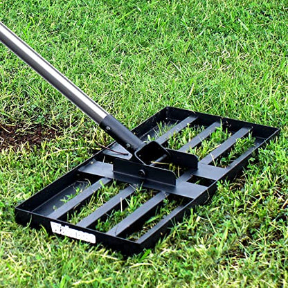 Walensee Lawn Leveling Rake, Reinforced Leveler with 6.5FT Steel Handle | 17X10 Inch Steel Head, Topdressing Spreader, Soil Sand Leveling, Sturdy Screw Lock Handle, Lawn Repair, Garden Maintenance - size: 6.5FT 17"x10"