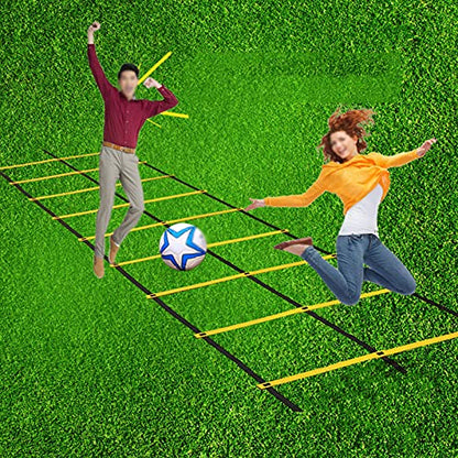Agility Ladder Adjustable Double Row Agility Ladder,Speed Training Equipment,Football Flexibility Training Jumping,for Outdoor Athletic Footwork, Sports Drills(Size:10M) - size: 10M