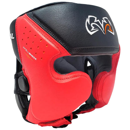 RIVAL Boxing RHG10 Intelli-Shock Headgear, D3O Front and Side Padding, Hook and Loop Back Adjustment with Lace on Top, and Anatomical Rear Head Pad Every Time - color: Black/Red, size: Small