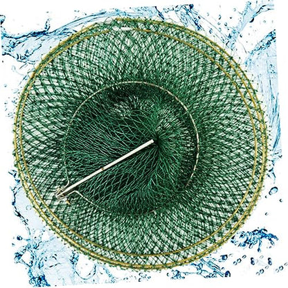 Yardwe Handwoven Fish Net Fine Mesh Net Foldable Portable Fishing Tool for Freshwater Fish and Shrimp Catching