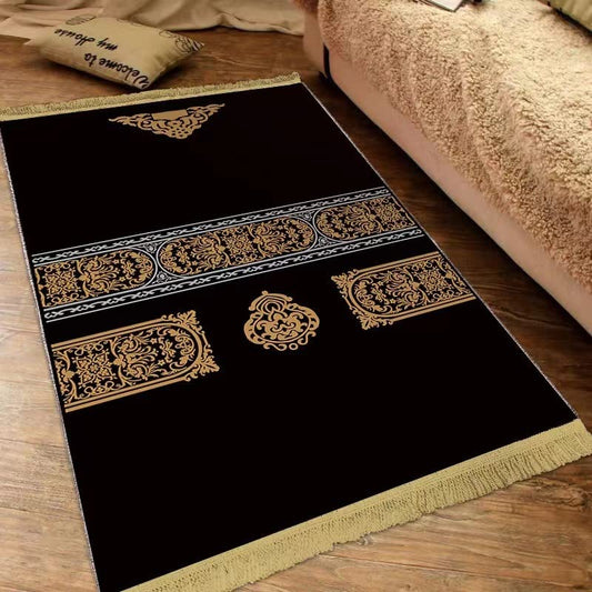 Muslim Prayer Mats Black and Gold Luxurious Prayer Rug Janamaz Sajadah Velvet Satin Prayer Rug Islam for Men Women Kids - color: Mode6