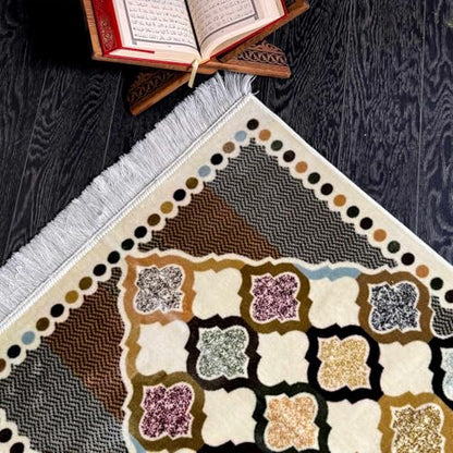 WALL ART ISTANBUL Velvet Muslim Prayer Rug – Elegant Floral Islamic Sajadah for Men & Women, Soft, Foldable Janamaz with Non-Slip Base, Perfect Ramadan & Eid Gift (Reyhan)