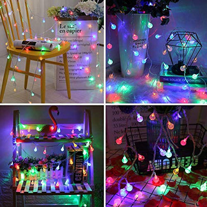 Coloured Globe String Lights Battery Operated,1 Pack 26.2FT 60 LED 16 Colour Changing Water Proof Crystal Ball Outdoor String Lights with Remote Control for Home, Patio,Party,Garden ,Christmas,Easter - color: 16Color Changing-1Pack 26.2FT