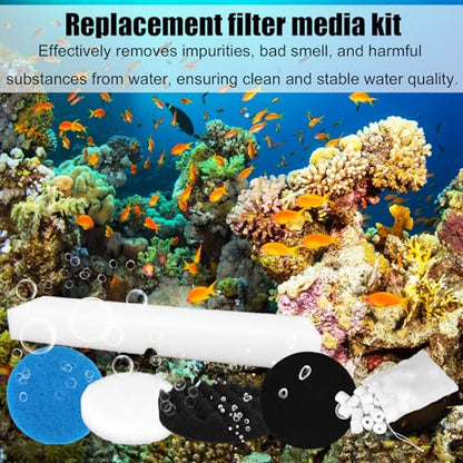 24pcs Filter Media Replacement Kit for Fluval FX2/FX4/FX5/FX6 Aquarium Filters, Include Ceramic Bags, Water Polishing Pads, Foam Pads, Bio-Foam Pad, Carbon Filter Pad, Foam Blocks