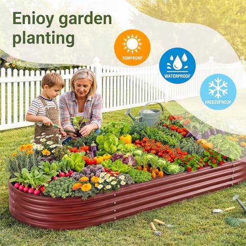 Land Guard 2 Pcs 6ft Metal Raised Garden Bed, 6 x 3 x 1 Galvanized Planter Raised Beds for Vegetables, Brown - color: 4-brown, size: 6×3×1ft(2pcs）