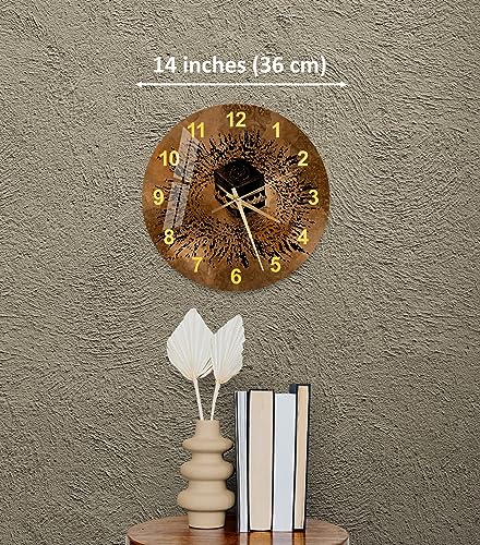 Tempered Glass Wall Clock - Islamic Wall Art for Living Room, Muslim Home Decor, Quran Wall Decor, Ramadan Decoration, Eid Gifts, Arabic Calligraphy (Kaaba) - style: Kaaba