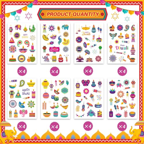Diwali Stickers, 548 Pcs Diwali Crafts Stickers for Kids, Deepavali Sticker - style: Diwali