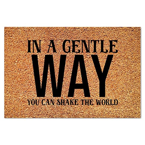 in A Gentle Way You Can Shake The World Coir Doormat Door Mat Farmhouse Bible Scripture Durable Coir Non Slip Mat for Entry Porch Deck Patio Mudroom 16x24in - color: Style-19, size: 2' x 1'4" (Rectangular)