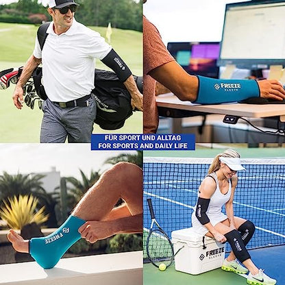 FreezeSleeve Ice & Heat Therapy Compression Sleeve- Reusable, Flexible Gel Hot/Cold Pack, 360 Coverage for Knee, Elbow, Ankle, Wrist- Black, X-Large - color: Black, size: X-Large (Pack of 1)