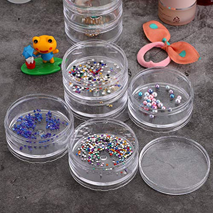Hipiwe 2 Packs 5 Slot Clear Plastic Round Storage Jars - Art Craft Accessory Organizer Box Jewelry Beads Sewing Pills Container Holder for Storage Small Items, Hardware - size: 2Packs 2.68"D x 5.31"H