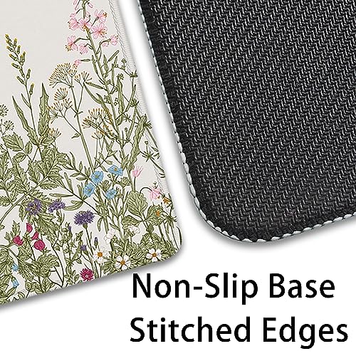 Flower Mouse Pad - Large, Abstract White, Floral Texture, Keyboard Mat, Gaming | 27.5x11.8 in - color: Plant Flower-white