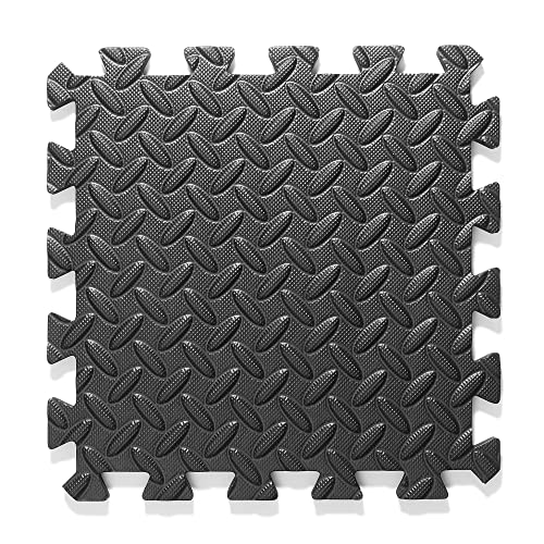Philosophy Gym Pack of 12 Exercise Flooring Mats - 12 x 12 Inch Foam Rubber Interlocking Puzzle Floor Tiles - Black - color: 12 Sq Ft, 1/2" Thick - Black