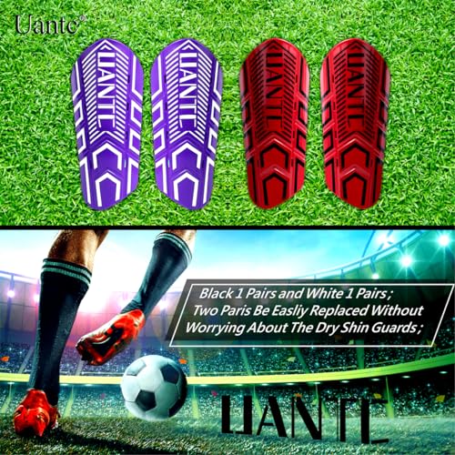 Shin Guards - Soccer Shin Guards with Cushion Protection for Kids/Adults - color: Red and Purple,Shin Pads 2 Pairs, size: Small