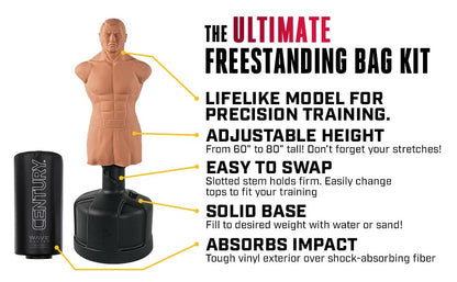 Century BOB XL Punching Bags - Style Options | Freestanding Punching Bag | Boxing Bag for Adults | Fighting Bag & Boxing Bag Stand | Kick Boxing Mannequin | Training Bag for Martial Arts - style: BOB XL & Wavemaster
